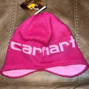 NWT Carhartt Pink Youth Girls Winter, Fleece Lined Beanie Hat